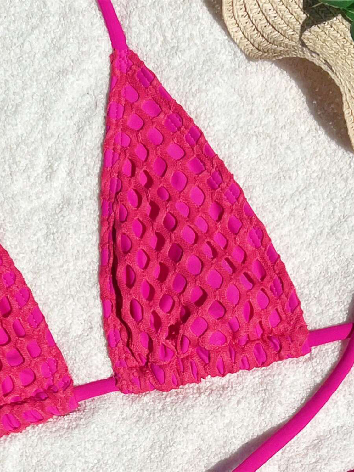 Bikini Set Sexy Cutout Crochet Halter Neck triangle Bikini Top Tied Bottoms and Skirt Three-Piece Swim Set Luxury Premium Nylon