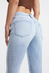 KESLEY High Waist Raw Hem Washed Straight Jeans Petite and Plus Size Denim Pants Cotton