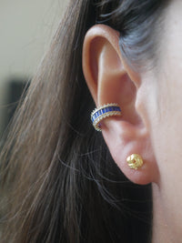 Glamorous Ear Cuffs .925 Sterling Silver 14k Gold Plated Baguette Diamond CZ Halo Statement Conch Adjustable None Pierced Ear Cuff Earrings