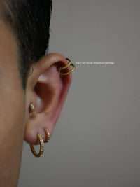 small hoop earrings with ear cuff attached for a double pierced look, fake earrings that look real with diamonds cz zircon waterproof for sensitive ears will not tarnish. Trending ear cuffs and unique earrings for men and women. Gift ideas trending influencer and celebrity fashion accessories. Cute jewelry; gift idea for men and women. Men male model earrings. men with multiple earring holes, cartilage piercing tragus earrings Miami Kesley Boutique