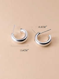 Silver Chunky Hoop Earrings with post, .925 Sterling Silver