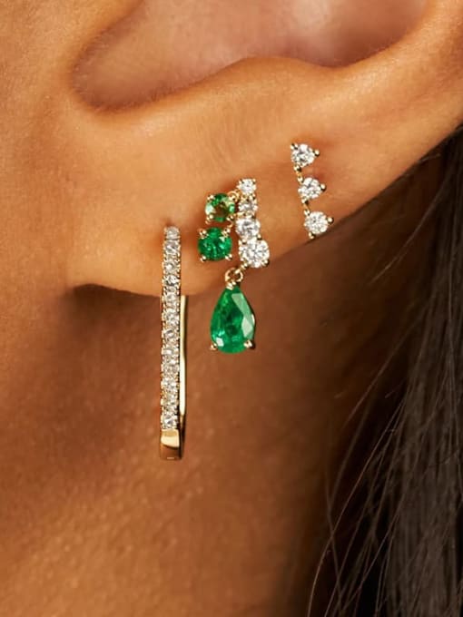 earrings, gold earrings, emerald earrings, gold and green earrings, stud earrings, sterling silver earrings, pear shape earrings, dangly green earrings, earring ideas, designer jewelry, fashion jewelry, kesley jewelry, statement earrings, cool jewelry, trending on tiktok, green and gold earrings, dangly earrings, stud earrings, how to wear a lot of earrings, 