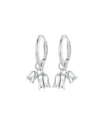 Flower Hoop Earrings, 925 Sterling Silver Hypoallergenic Luxury Huggie Hoop Earrings with Charm