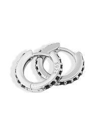 Colorful Small Hoop Earrings, Diamond CZ Cubic Zirconia .925 Sterling Silver Hypoallergenic Huggie Hoop Earrings