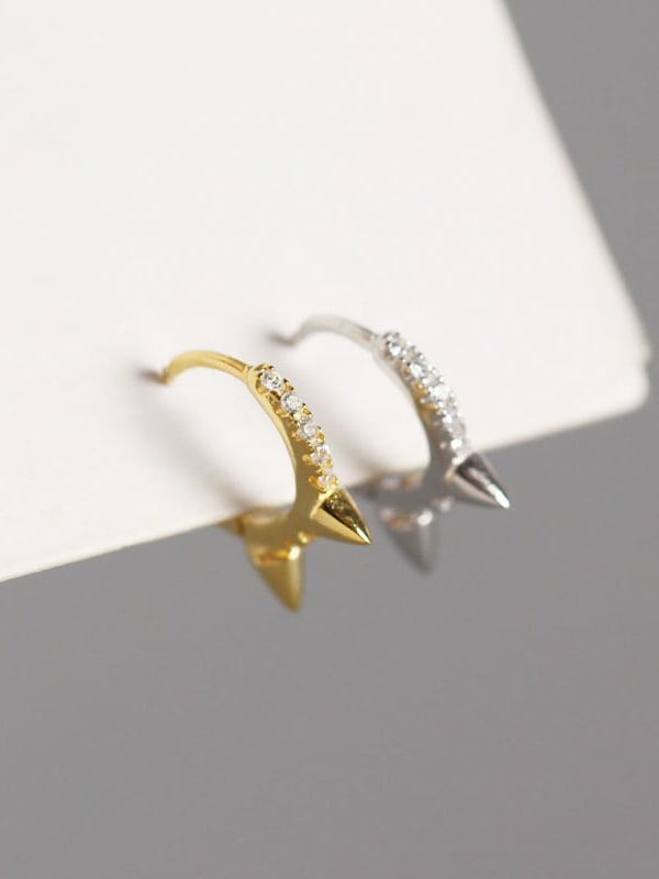 Tiny Spike Hoop Earrings 925 Sterling Silver Hypoallergenic Jewelry