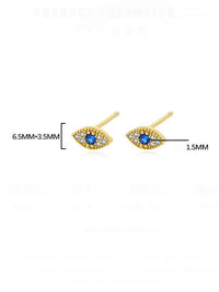 Tiny Evil Eye Stud Earrings 925 Sterling Silver ad 18K Gold Vermeil Cubic Zirconia Hypoallergenic Luxury Jewelry KESLEY