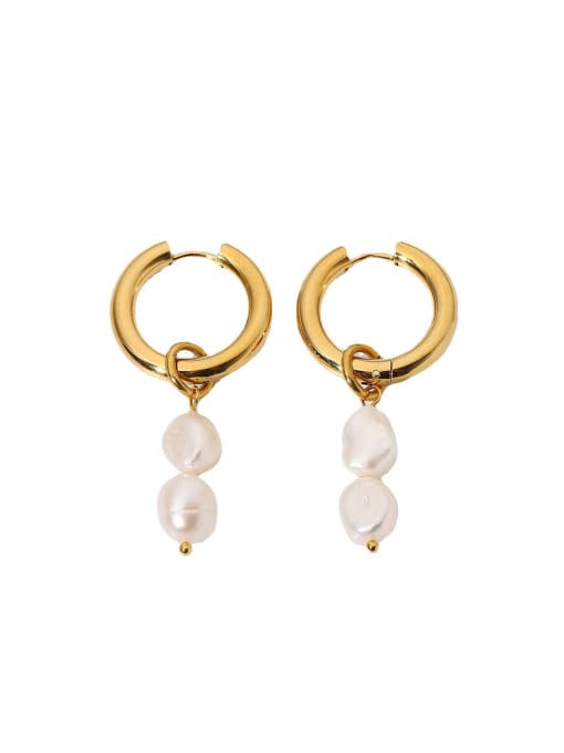 Pearl Hoop Earrings, 18K gold plated Luxury Fashion Statement Earrings