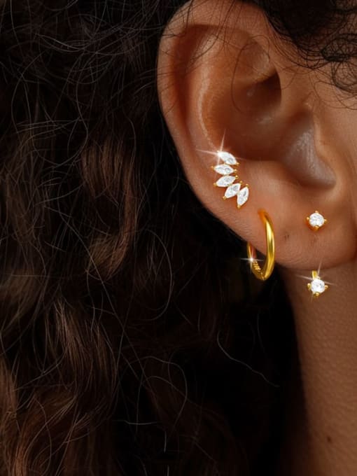 Three Style Earring Sets Luxury Girl 925 Sterling Silver real 18K gold plated vermeil earrings KESLEY