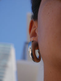 Bubble Chunky Statement Earrings, 18K Gold Plated Stainless Steel C Hoop Earrings