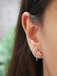 earrings, rose gold, pink rhinestone, diamond cubic zirconia, hypoallergenic, nickel free statement designer earrings, luxur, post earings