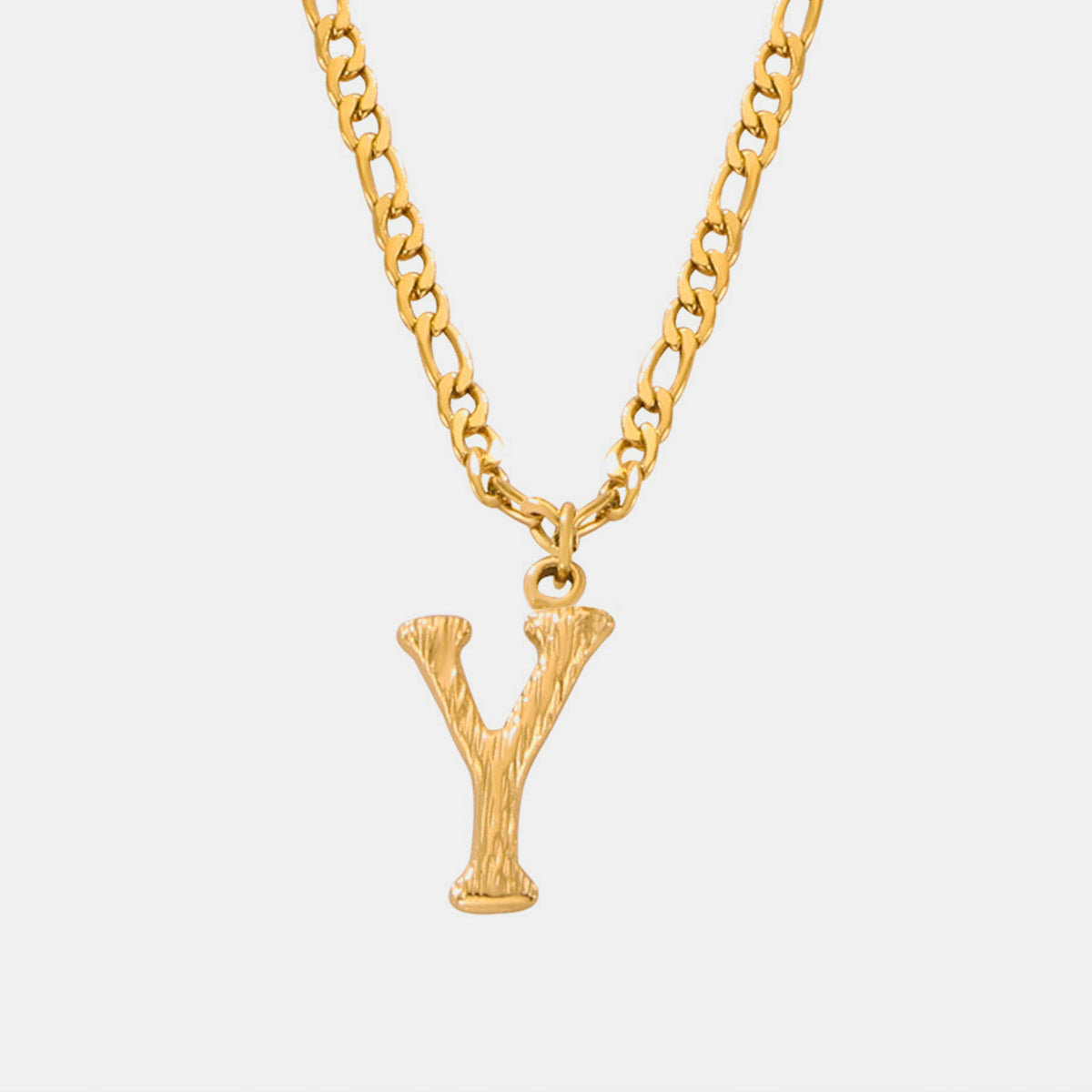 Initial Name Necklace Real 18K Gold over Titanium Steel Letter Pendant Waterproof Jewelry KESLEY