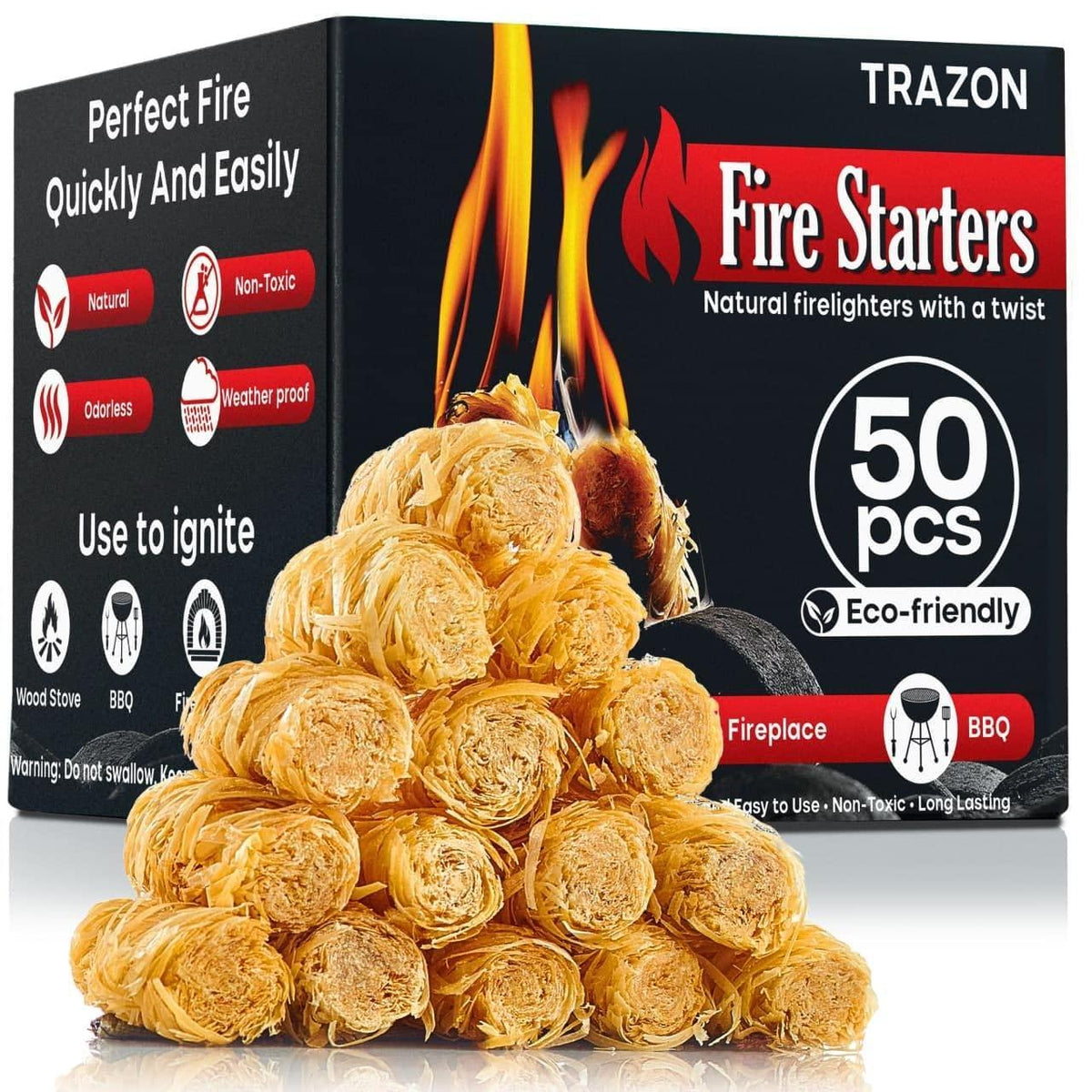 Fire Starters for Indoor Fireplace Campfires Wood Stove Grill Charcoal
