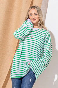 Oversized Striped Balloon Sleeve Top New Women's Fashion Baggy Long Sleeve Shirt