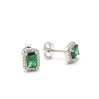 emerald green stud earrings for men and woman emerald rectangle studs green and silver earrings and jewelry .925 sterling silver waterproof cute popular everyday earrings trending instagram and tiktok gift ideas dainty studs for sensitive ears hypoallergenic designer inspired Miami Brickell jewelry store things to do in Miami Christmas shopping top places Kesley Boutique