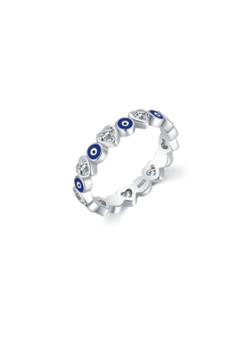 Evil eye ring with diamond cz hearts zircon .925 sterling silver evil eye dainty rings that will not turn green or tarnish, waterproof, trending on instagram and tiktok, popular gift ideas, lucky jewelry for good energy. Jewelry store in Miami- Kesley Boutique eternity evil eye ring with hearts