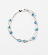 Evil Eye Bracelet, Multi-Strand Sky Blue .925 Sterling Silver Luxury Bracelets
