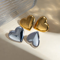 Big Heart Stud Earrings Stainless Steel Hypoallergenic Luxury Waterproof Statement Jewelry -  KESLEY