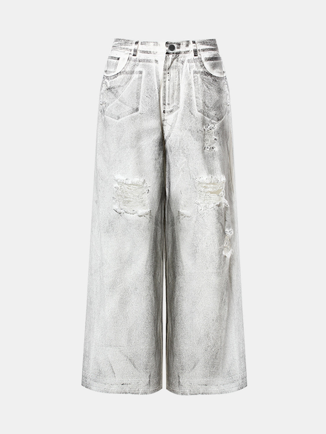 Wide Leg Baggy High Waist Grey Jeans Women's Premium Luxury Cotton Denim Pants