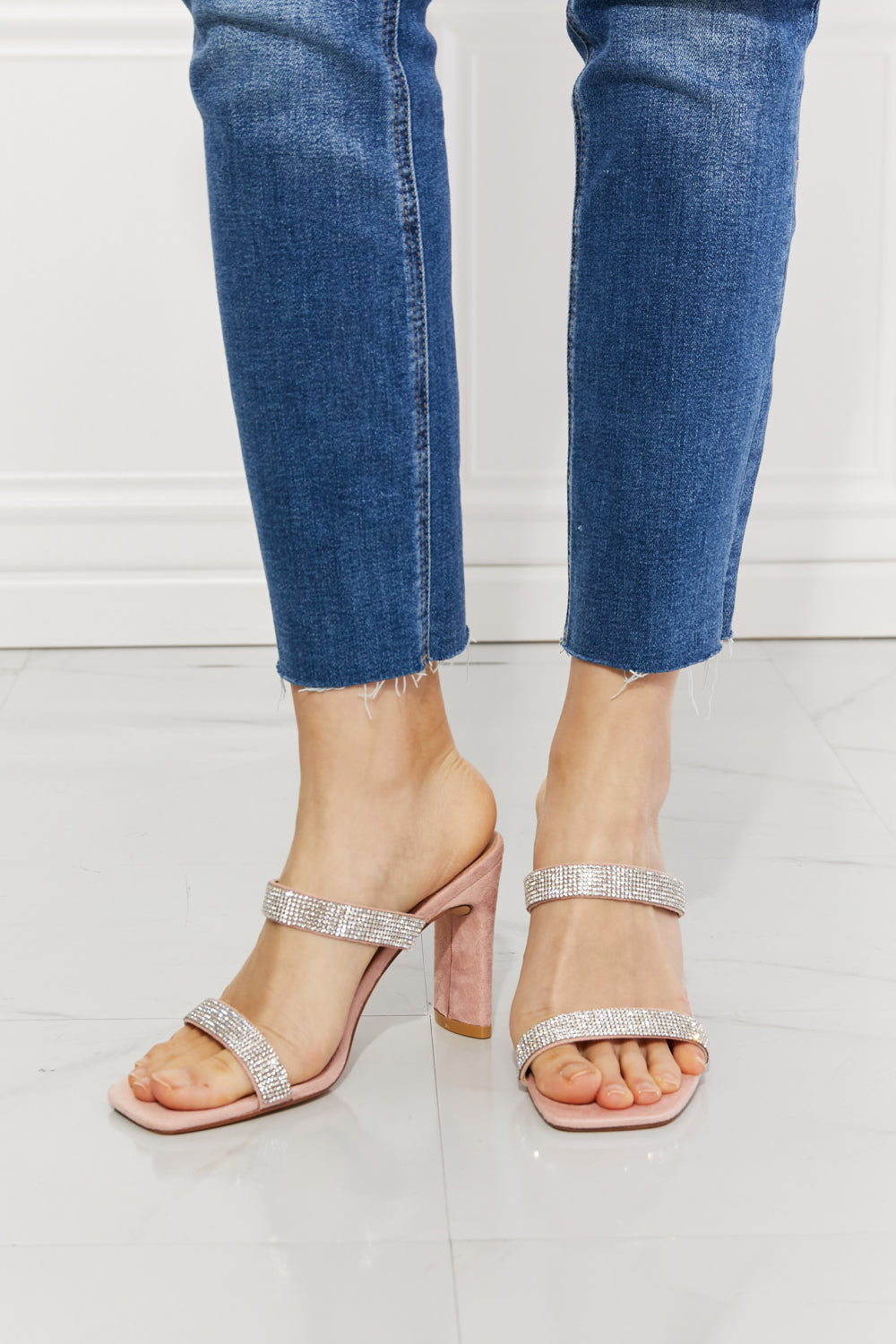 KESLEY Rhinestone Heel Sandal in Pink Women's Shoes