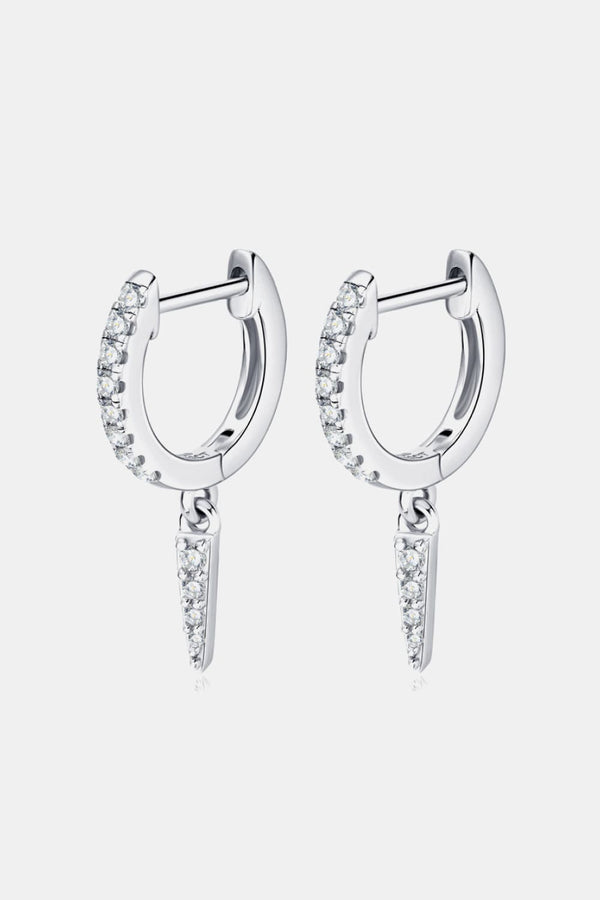 Small Hoop Earrings with Charm Moissanite 925 Sterling Silver Huggie Drop Earrings