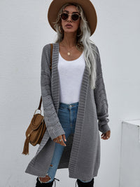 Double Take Horizontal Ribbing Open Front Duster Cardigan