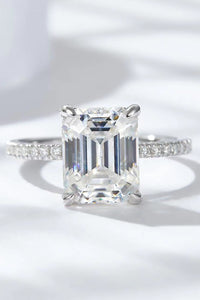 Emerald Cut Engagement Ring 5 Carat Moissanite Side Stone Cocktail Ring