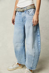 Wide Leg Jeans with Pockets New Women's fashion Cotton Trending Premium Jeans