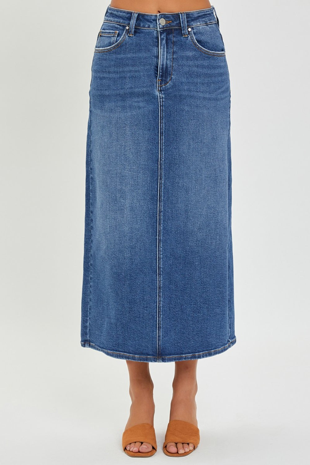 KESLEY High Rise Back Slit Denim Skirt New Women's Fashion Premium Cotton Jean Skirt