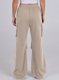 Elastic Waist Wide Leg Pants with Pockets