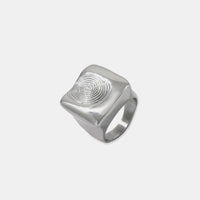 Square Ring Statement Waterproof Hypoallergenic Titanium Steel Fingerprint Signet Ring