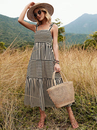 Striped Smocked Tiered Cami Dress