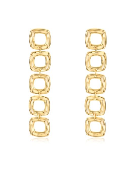 gold statement earrings long 18k gold plated sterling silver .925 luxury designer earrings for sensitive ears, waterproof. earrings that look expensive, classy, classic, chanel inspired earrings, ysl, cartier, unique going out earrings, festival, gatsby party earrings. Vintage style hammered earrings. Long earrings with five squares gold, dainty long earrings, trending on instagram and tiktok unique jewelry. Shopping in Miami Kesley Boutique 