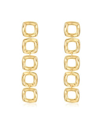 gold statement earrings long 18k gold plated sterling silver .925 luxury designer earrings for sensitive ears, waterproof. earrings that look expensive, classy, classic, chanel inspired earrings, ysl, cartier, unique going out earrings, festival, gatsby party earrings. Vintage style hammered earrings. Long earrings with five squares gold, dainty long earrings, trending on instagram and tiktok unique jewelry. Shopping in Miami Kesley Boutique 