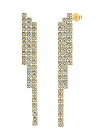 Event Drop Down Earrings, Zircon 925 Sterling Silver Chandelier Luxury Statement Earrings