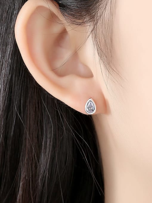Pear Shape Dainty Necklace Bezel Diamond Cubic Zirconia .925 Sterling Silver Necklace