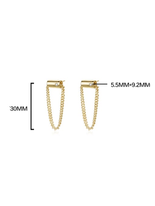Bar-Chain Earrings, 14k Gold Plated .925 Sterling Silver Diamond CZ Unisex Hypoallergenic Earrings