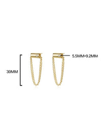 Bar-Chain Earrings, 14k Gold Plated .925 Sterling Silver Diamond CZ Unisex Hypoallergenic Earrings
