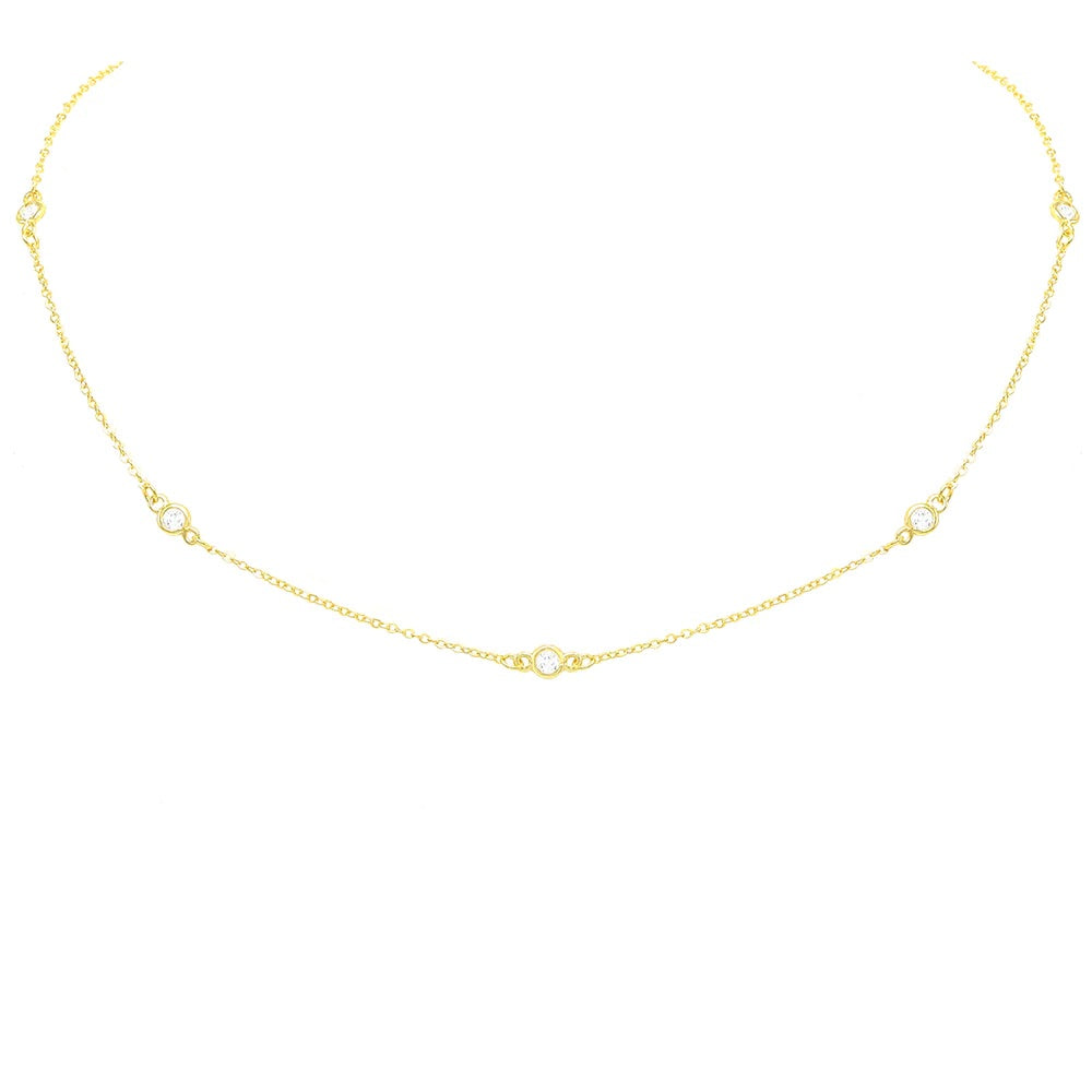 Sparkle Diamond CZ by the Minute Choker Short Necklace