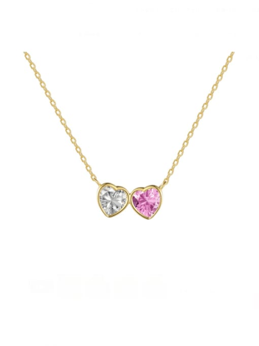 heart necklaces, pink heart necklaces, gold necklaces , dainty heart necklaces, gold necklaces, double heart necklace