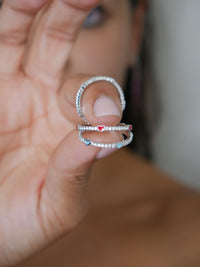 Tiny Heart Colorful Enamel Diamond CZ Ring Band