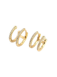 small hoop earrings with ear cuff for second piercing style fake second piercing earrings small hoop earrings with diamond cz zirconia waterproof 18k gold plated for men and woman unique small hoop earrings gift ideas trending on instagram and tiktok influencer brands shopping in Miami jewelry store in Brickell Kesley Boutique
