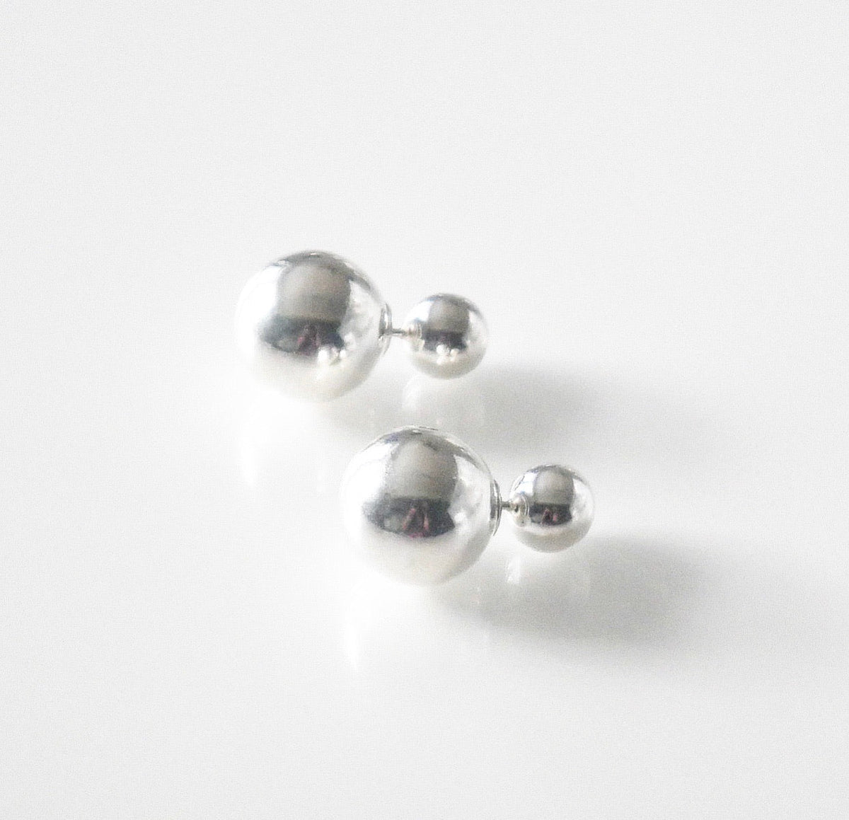 Ball earrings ball front and back earrings sterling silver .925 designer inspired prada and chanel style earrings gift ideas cool trending popular unique for men and woman trending instagram and tiktok famous brands Kesley Boutique 