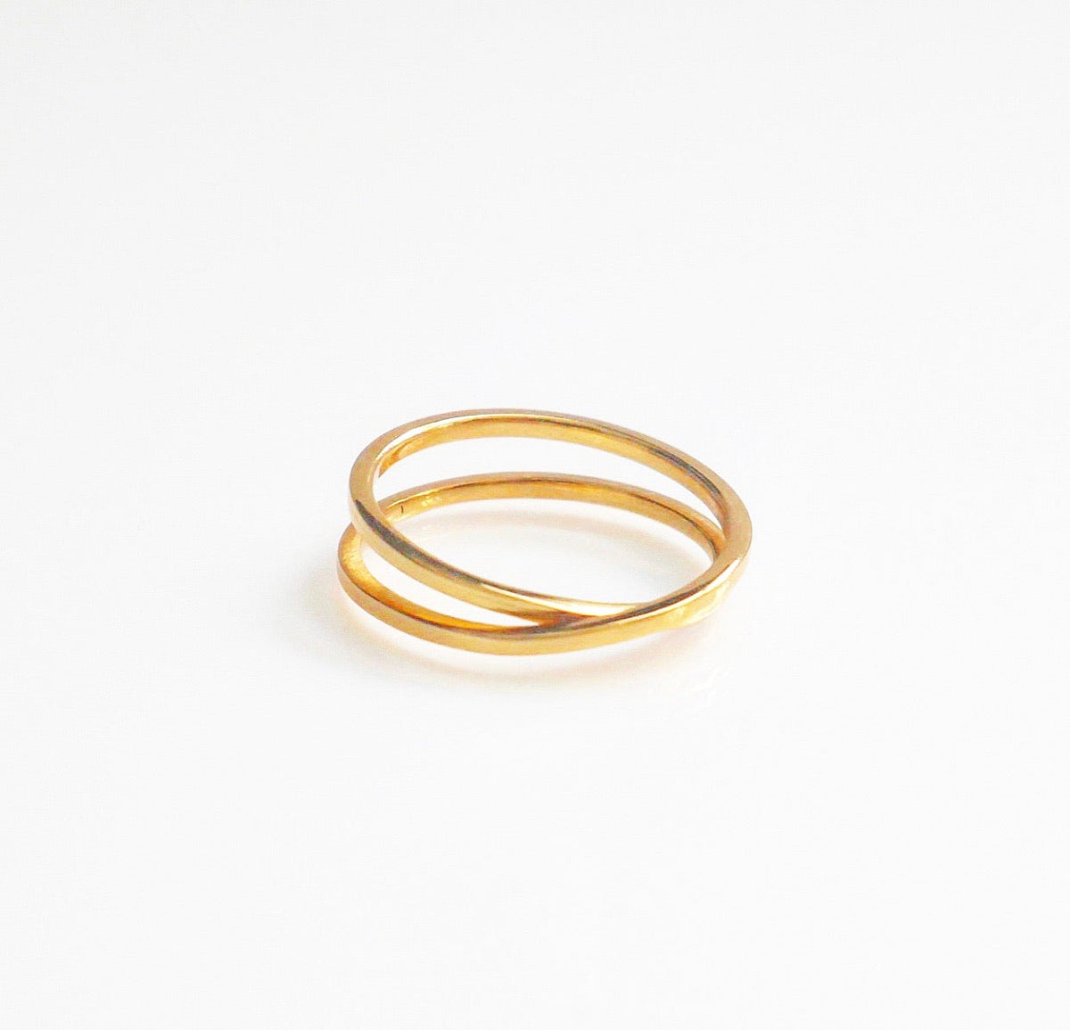 double gold ring in sterling silver, gold double ring gold stack ring 