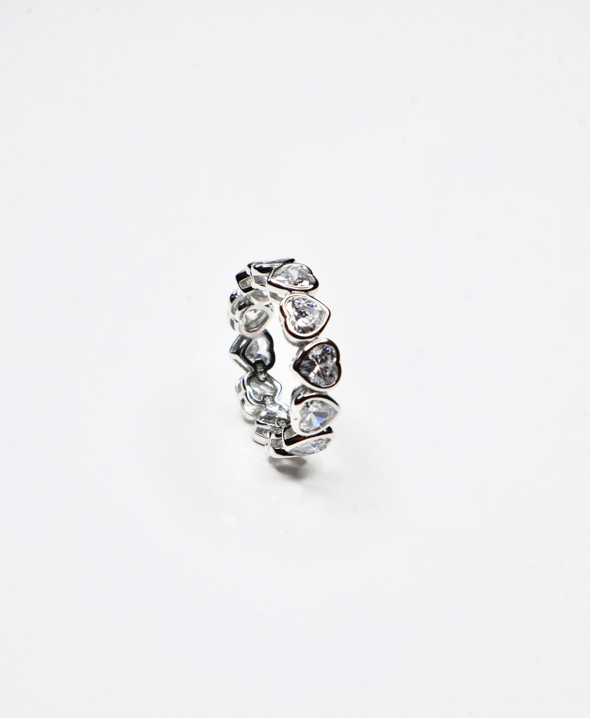 XL Heart Eternity Diamond CZ .925 Sterling Silver Ring