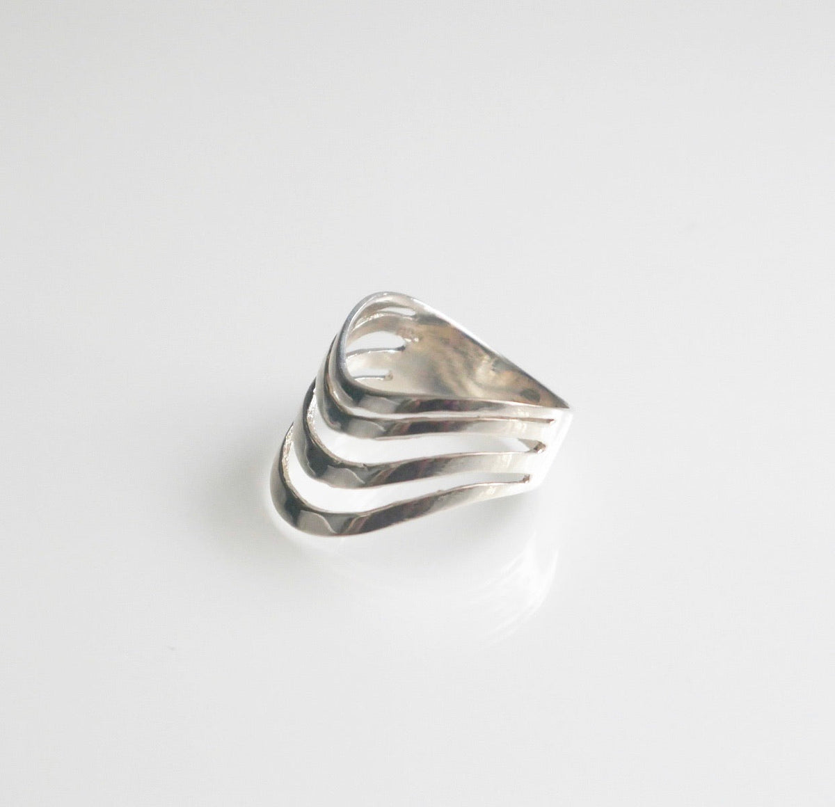 Gladiator Waves Ring 925 Sterling Silver Statement Waterproof Stacked Wave Ring