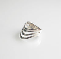 Gladiator Waves Ring 925 Sterling Silver Statement Waterproof Stacked Wave Ring