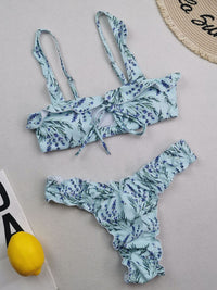 Women's new multi-color printed small fresh swimsuit lace split swimsuit bikini