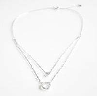 circle necklace, layered double circle diamond zircon .925 sterling silver necklace waterproof for sensitive skin - cute necklaces for gift ideas, trending popular influencer style trending on instagram and tiktok famous jewelry brands necklaces