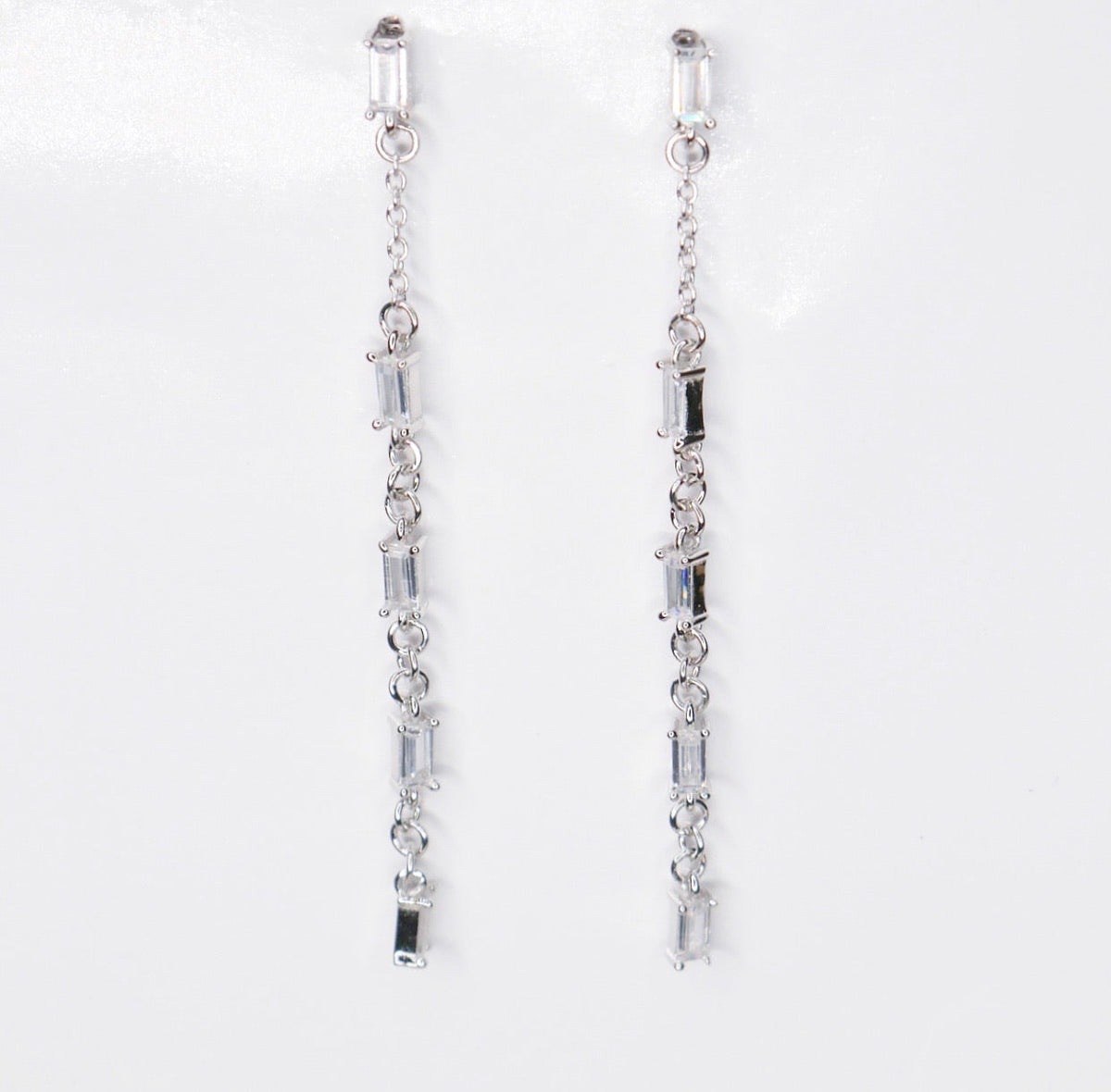 Little Rectangle CZ baguette Linear Luxe Earrings