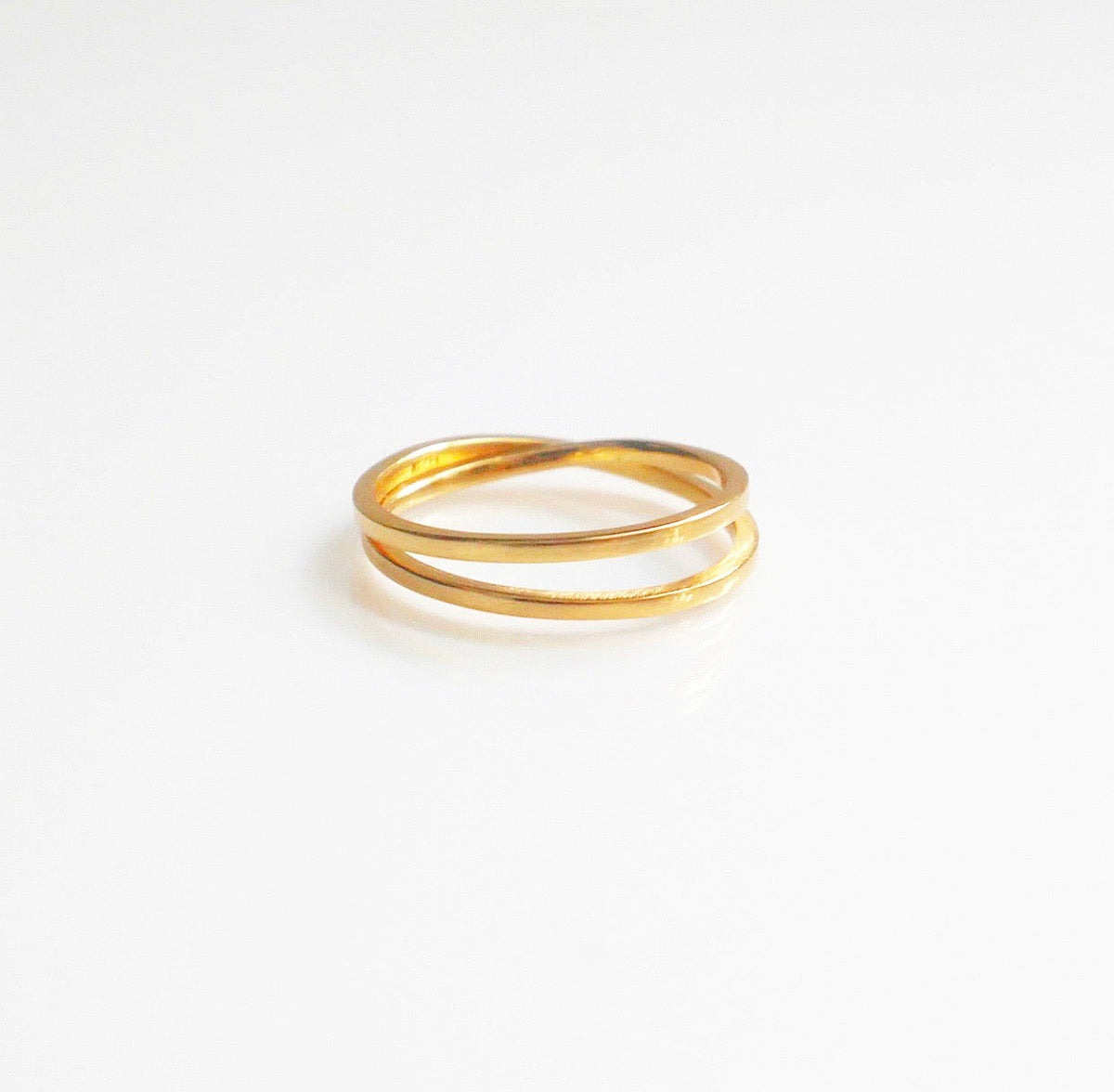 double gold ring in sterling silver, gold double ring gold stack ring 
